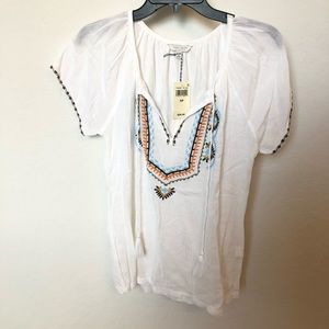 Lucky brand white gauze shirt size small